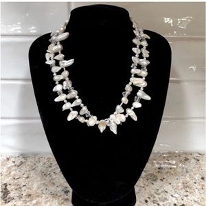 Keshi Baroque Vintage Genuine Pearl White Quartz Cream/Gold/Silver